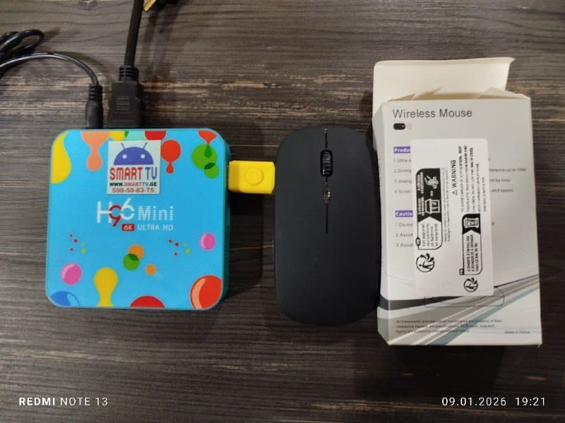 ТВ-приставка H96 Mini 6K Ultra HD, мышь, зарядка, HDMI 2