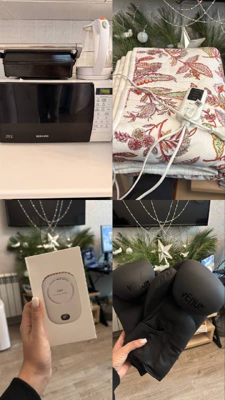 Ролик для массажа, микроволновка, гриль, книги, стабилизатор, чистка для кофемашины, декантер, кофейная станция, микрофон, перчатки, простынь, вентилятор 3