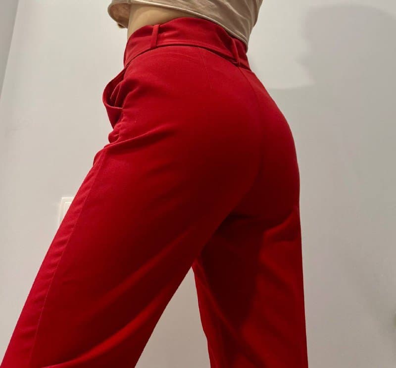 вельветовая юбка, рубашка, кофта, красные брюки 6